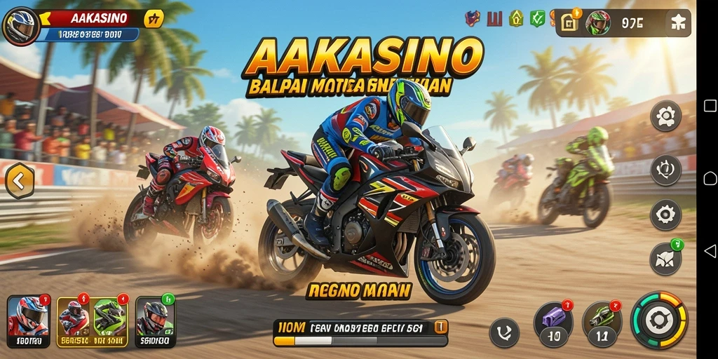 Gameplay AAKASINO yang seru dan mendebarkan saat balapan motor.