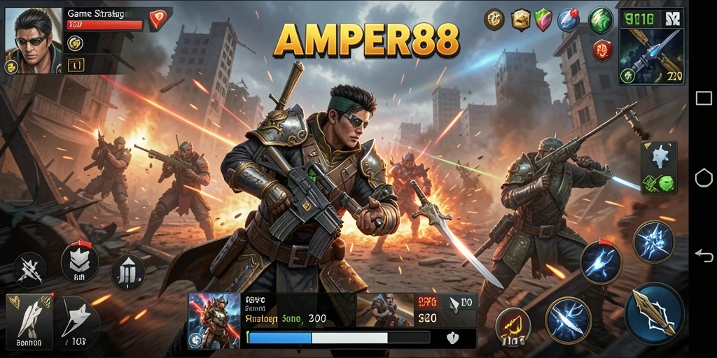 Tampilan gameplay mendebarkan AMPER88 yang penuh aksi.