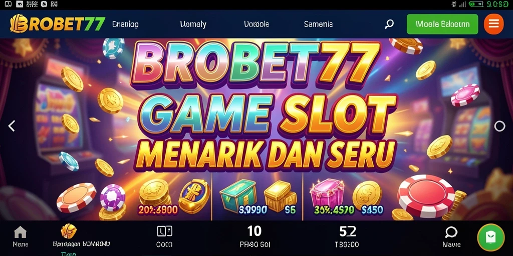 Tampilan utama gameplay slot BROBET77 yang mendebarkan dan penuh warna.