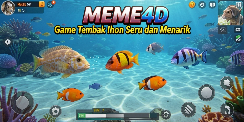 Tangkapan layar gameplay MEME4D yang menampilkan aksi Tembak Ikan.